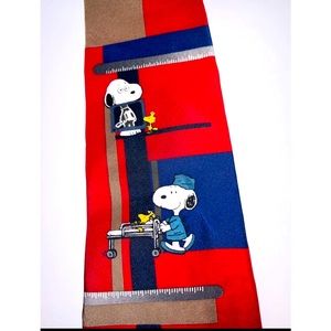 Vintage Peanuts Dr Snoopy Dog Bone Connected to Funny Bone 100% Silk Neck Tie